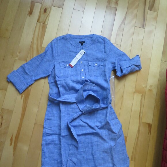 NWT: Talbots Linen Popover Shirtdress - Cross-Dye with Belt - Picture 5 of 6